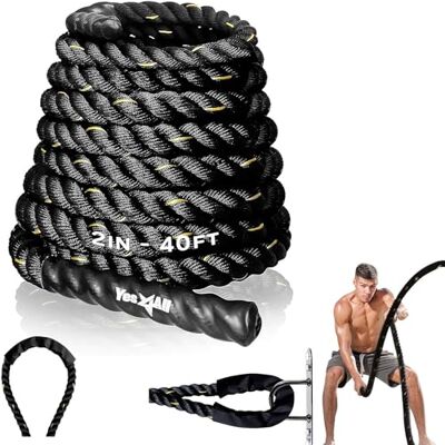 Yes4All MW1G Corde de combat 50 mm – 12 m Corde d'entraînement Corde d'exercice 38 mm/50 mm de diamètre Poly Dacron 9 m/12 m/15 m de long Yes4All MW1G Corde de combat 50 mm – 12 m Corde d'entraînement Corde d'exercice 38 mm/50 mm de diamètre Poly Dacron 9 m/12 m/15 m de long