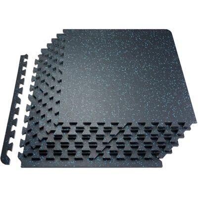 VEVOR Tapis de gymnastique de 610 x 610 x 14 mm, 12 dalles en caoutchouc avec mousse EVA avec une couverture de 4,5 m² et motif puzzle entrelacé pour gymnastique, maison, garage, bleu et noir VEVOR Tapis de gymnastique de 610 x 610 x 14 mm, 12 dalles en caoutchouc avec mousse EVA avec une couverture de 4,5 m² et motif puzzle entrelacé pour gymnastique, maison, garage, bleu et noir