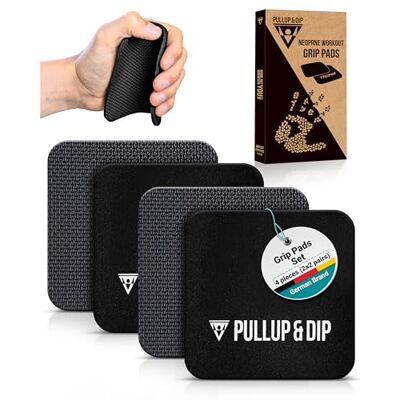 PULLUP & DIP Lot de 4 coussinets de préhension pour tractions, fitness, bodybuilding et musculation, 2 paires d'adhérence en néoprène PULLUP & DIP Lot de 4 coussinets de préhension pour tractions, fitness, bodybuilding et musculation, 2 paires d'adhérence en néoprène