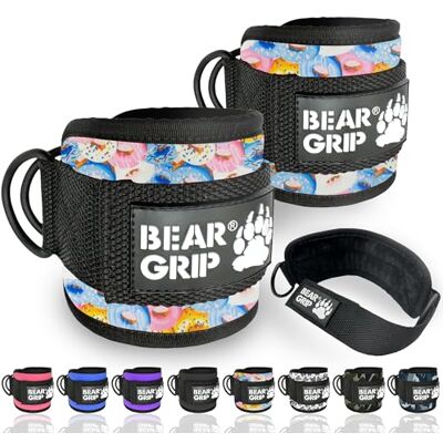 BEAR GRIP Sangles de cheville pour câbles (paire) – Fermeture solide, double anneau en D en acier inoxydable, néoprène réglable – Chevilles de qualité supérieure pour améliorer les exercices abdominaux, fessiers et jambes – Pour homme et femme (donut) BEAR GRIP Sangles de cheville pour câbles (paire) – Fermeture solide, double anneau en D en acier inoxydable, néoprène réglable – Chevilles de qualité supérieure pour améliorer les exercices abdominaux, fessiers et jambes – Pour homme et femme (donut)