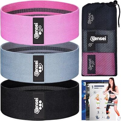 Sensei Ensemble d'élastiques Fitness 3 Bandes de Résistance Antidérapantes pour Fesses, Jambes, Pilates & Musculation Sensei Ensemble d'élastiques Fitness 3 Bandes de Résistance Antidérapantes pour Fesses, Jambes, Pilates & Musculation