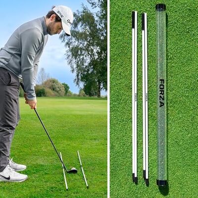FORZA Lot de 2 bâtons d'alignement de golf pliables en fibre de verre avec étui de transport – Entraîneur de swing pour l'alignement, la frappe de balle, la pratique du putting et l'amélioration de la FORZA Lot de 2 bâtons d'alignement de golf pliables en fibre de verre avec étui de transport – Entraîneur de swing pour l'alignement, la frappe de balle, la pratique du putting et l'amélioration de la