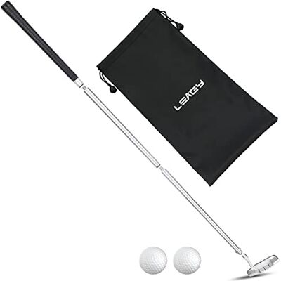 LEAGY Putter pour gaucher ou droitier en 4 Parties Alliage de Zinc Blanc avec 2 balles Blanches et Un Sac Noir LEAGY Putter pour gaucher ou droitier en 4 Parties Alliage de Zinc Blanc avec 2 balles Blanches et Un Sac Noir