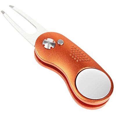 Mile High Life Outil de divot de golf pliable en métal avec bouton pop-up et marqueur de balle magnétique (poisson argenté) Mile High Life Outil de divot de golf pliable en métal avec bouton pop-up et marqueur de balle magnétique (poisson argenté)
