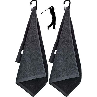 TDDL Lot de 2 serviettes de golf de qualité supérieure en tissu microfibre avec mousqueton pour accrocher sur un sac de club de golf, yoga, camping, gym – 40,6 x 33 cm TDDL Lot de 2 serviettes de golf de qualité supérieure en tissu microfibre avec mousqueton pour accrocher sur un sac de club de golf, yoga, camping, gym – 40,6 x 33 cm