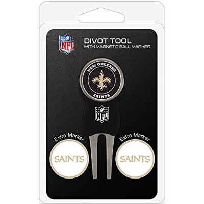 Team Golf NFL Fourche de pitch avec 3 marqueurs de balle de golf, marqueurs amovibles, magnétique, double face, émaillé Team Golf NFL Fourche de pitch avec 3 marqueurs de balle de golf, marqueurs amovibles, magnétique, double face, émaillé