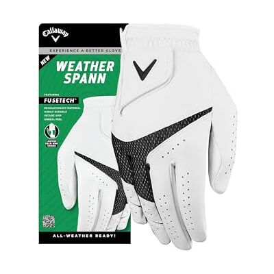 Callaway Weather Spann Gants de golf 2023 (lot de 2), blanc, taille M Callaway Weather Spann Gants de golf 2023 (lot de 2), blanc, taille M
