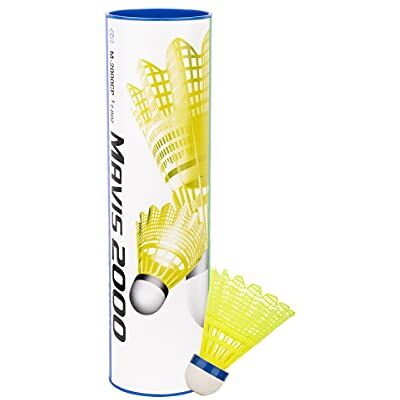 YONEX Lot de 6 balles de badminton Mavis 2000 Jaune à rayures rouges (jusqu'à 14 °C) YONEX Lot de 6 balles de badminton Mavis 2000 Jaune à rayures rouges (jusqu'à 14 °C)