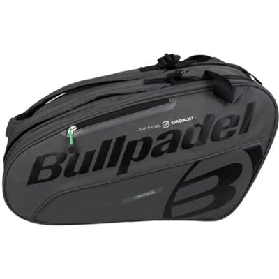 Bullpadel Sac de raquette noir, avec poches pour raquettes, compartiment pour vêtements ou équipements et poches auxiliaires, rembourré et poignées pour le transport, grande capacité et Bullpadel Sac de raquette noir, avec poches pour raquettes, compartiment pour vêtements ou équipements et poches auxiliaires, rembourré et poignées pour le transport, grande capacité et