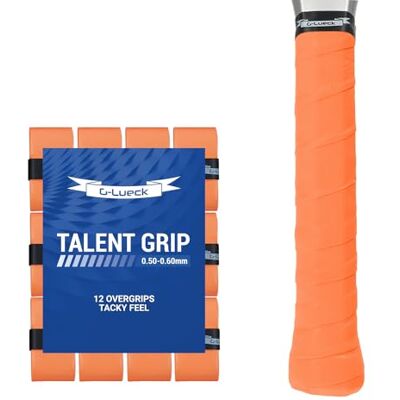 G-Lueck TALENT GRIP Lot de 12 bandes de préhension de tennis, 0,60 mm d'épaisseur, surgrip pour raquette de squash, badminton et baby-foot, avec bande de finition autocollante, très adhérente, G-Lueck TALENT GRIP Lot de 12 bandes de préhension de tennis, 0,60 mm d'épaisseur, surgrip pour raquette de squash, badminton et baby-foot, avec bande de finition autocollante, très adhérente,