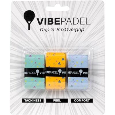 VIBEPADEL Grip 'n' Rip Surgrip pour raquette de padel, pickleball, squash, badminton – Lot de 3 – Plusieurs couleurs (lot de 3) VIBEPADEL Grip 'n' Rip Surgrip pour raquette de padel, pickleball, squash, badminton – Lot de 3 – Plusieurs couleurs (lot de 3)