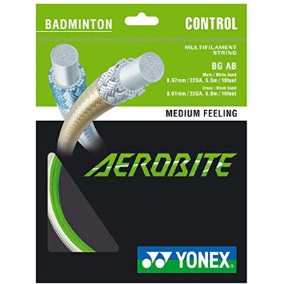 YONEX Aerobite Corde pour raquette de badminton Blanc/vert hybride YONEX Aerobite Corde pour raquette de badminton Blanc/vert hybride