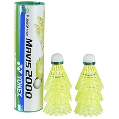 YONEX Mavis 2000 Green Cap Lot de 6 volants en nylon Jaune YONEX Mavis 2000 Green Cap Lot de 6 volants en nylon Jaune