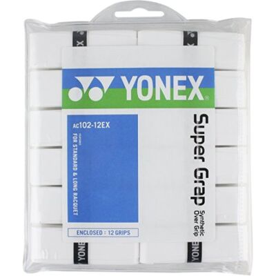 YONEX Super Grap Surgrip Tennis Badminton Lot de 12 (Blanc) YONEX Super Grap Surgrip Tennis Badminton Lot de 12 (Blanc)