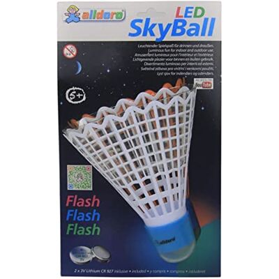 alldoro 60056 – Ballon Sky à LED env. 24 cm, volant géant lumineux et clignotant, accessoire pour kit de badminton et de tennis, convient pour raquette de badminton et de tennis XXL, piles incluses, 3 alldoro 60056 – Ballon Sky à LED env. 24 cm, volant géant lumineux et clignotant, accessoire pour kit de badminton et de tennis, convient pour raquette de badminton et de tennis XXL, piles incluses, 3