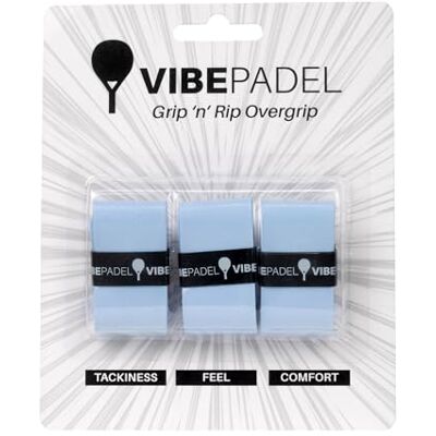 VIBEPADEL Grip 'n' Rip Surgrip pour raquette de padel, pickleball, squash, badminton – Lot de 3 – Plusieurs couleurs (bleu ciel) VIBEPADEL Grip 'n' Rip Surgrip pour raquette de padel, pickleball, squash, badminton – Lot de 3 – Plusieurs couleurs (bleu ciel)
