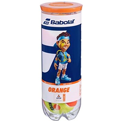 Babolat Orange, Tube de 3 Balles de Tennis Babolat Orange, Tube de 3 Balles de Tennis