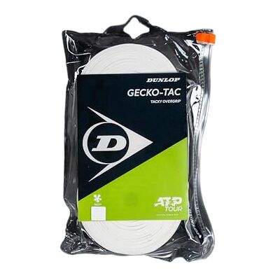 Dunlop Gecko Tac Lot de 30 surgrips de tennis, blanc, haute adhérence, performance durable, contrôle amélioré de la raquette Dunlop Gecko Tac Lot de 30 surgrips de tennis, blanc, haute adhérence, performance durable, contrôle amélioré de la raquette