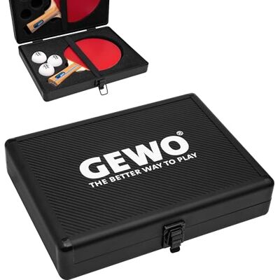 GEWO Double mallette de tennis de table en aluminium – Housse robuste pour 2 raquettes et 3 balles – Sac de tennis de table résistant aux chocs avec fermeture sécurisée – Idéal pour les tournois et GEWO Double mallette de tennis de table en aluminium – Housse robuste pour 2 raquettes et 3 balles – Sac de tennis de table résistant aux chocs avec fermeture sécurisée – Idéal pour les tournois et