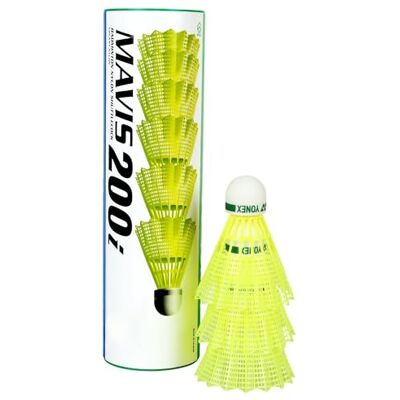 YONEX Mavis 200i Nylon Shuttle Cock, Pack of 6 (Yellow) YONEX Mavis 200i Nylon Shuttle Cock, Pack of 6 (Yellow)