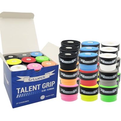 G-Lueck Lot de 27 bandes de préhension pour surgrips de tennis, 0,50-0,60 mm d'épaisseur, pour raquette de squash, badminton et golf, avec bande de finition autocollante, très adhérente G-Lueck Lot de 27 bandes de préhension pour surgrips de tennis, 0,50-0,60 mm d'épaisseur, pour raquette de squash, badminton et golf, avec bande de finition autocollante, très adhérente