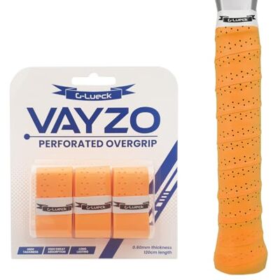 G-Lueck Vayzo Overgrip pour raquette de padel et tennis perforé, surgrip antidérapant et absorbant la transpiration, pour badminton, squash et Pickleball, lot de 3 et 12 en plusieurs couleurs, orange G-Lueck Vayzo Overgrip pour raquette de padel et tennis perforé, surgrip antidérapant et absorbant la transpiration, pour badminton, squash et Pickleball, lot de 3 et 12 en plusieurs couleurs, orange