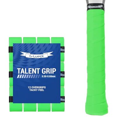 G-Lueck TALENT GRIP Lot de 12 bandes de préhension de tennis, 0,60 mm d'épaisseur, surgrip pour raquette de squash, badminton et baby-foot, avec bande de finition autocollante, très adhérente, G-Lueck TALENT GRIP Lot de 12 bandes de préhension de tennis, 0,60 mm d'épaisseur, surgrip pour raquette de squash, badminton et baby-foot, avec bande de finition autocollante, très adhérente,