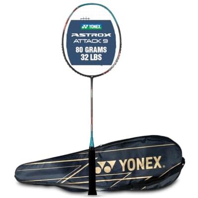 YONEX Astrox Attack 9 Raquette de badminton Vert turquoise G4 4U (80 GMS-14,5 kg) (fabriquée en Inde) Graphite YONEX Astrox Attack 9 Raquette de badminton Vert turquoise G4 4U (80 GMS-14,5 kg) (fabriquée en Inde) Graphite