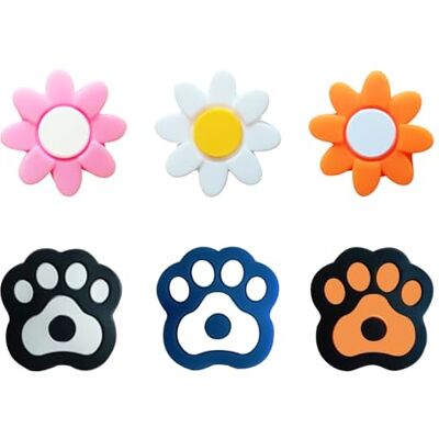 WLICCHS Lot de 6 amortisseurs de tennis en silicone pour raquette de tennis, raquette de badminton, raquette de squash, en forme de fleur, en forme de griffe de chat WLICCHS Lot de 6 amortisseurs de tennis en silicone pour raquette de tennis, raquette de badminton, raquette de squash, en forme de fleur, en forme de griffe de chat