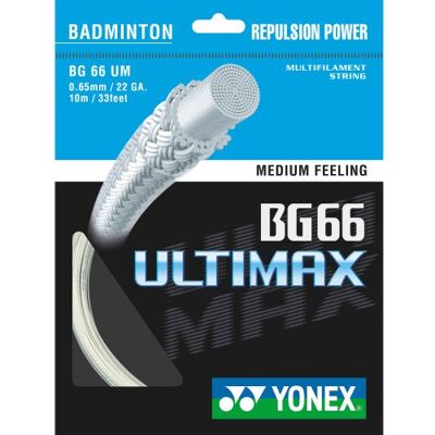 YONEX BG-66 Cordage Ultimax pour raquette de badminton 10 m Blanc blanc YONEX BG-66 Cordage Ultimax pour raquette de badminton 10 m Blanc blanc