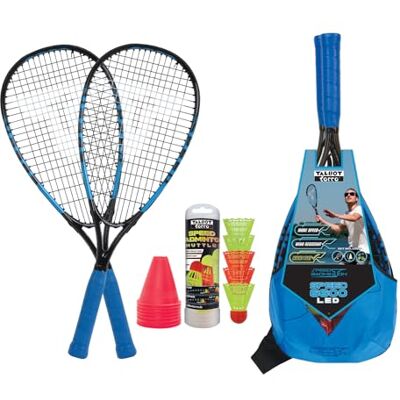 Talbot Torro Set de Badminton Speed 6600 LED, Set Complet avec 2 Raquettes en Aluminium 58,5 cm, 5 Volants avec LED pour Jouer dans l'Obscurité, avec Marquages de Terrain, 490119 Talbot Torro Set de Badminton Speed 6600 LED, Set Complet avec 2 Raquettes en Aluminium 58,5 cm, 5 Volants avec LED pour Jouer dans l'Obscurité, avec Marquages de Terrain, 490119