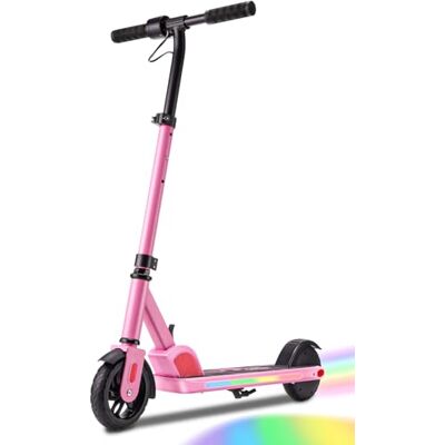 Caroma Trottinette électrique pour enfants de 6 à 14 ans, moteur 150 W, 16 km/h, vitesse et hauteur réglables, lumières colorées, écran LED rose Caroma Trottinette électrique pour enfants de 6 à 14 ans, moteur 150 W, 16 km/h, vitesse et hauteur réglables, lumières colorées, écran LED rose