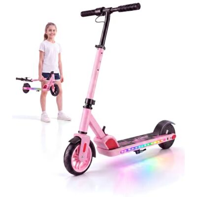 Caroma Trottinette électrique pour enfants de 6 à 12 ans, moteur 150 W jusqu'à 16 km/h, portée de 12 km, trottinette électrique pliable avec lumières colorées et écran LED, vitesse et hauteur Caroma Trottinette électrique pour enfants de 6 à 12 ans, moteur 150 W jusqu'à 16 km/h, portée de 12 km, trottinette électrique pliable avec lumières colorées et écran LED, vitesse et hauteur