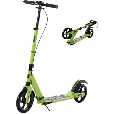 HOMCOM Trottinette pliable et réglable en aluminium pour adolescents et adultes à partir de 14 ans avec double système de freinage, système d'atténuation des chocs – Vert 95,5-110,5 h cm HOMCOM Trottinette pliable et réglable en aluminium pour adolescents et adultes à partir de 14 ans avec double système de freinage, système d'atténuation des chocs – Vert 95,5-110,5 h cm