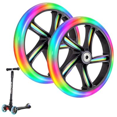 PORFOYO Stunt Lot de 2 roues de rechange lumineuses à LED pour trottinette 200 mm avec roulement ABEC-9 PORFOYO Stunt Lot de 2 roues de rechange lumineuses à LED pour trottinette 200 mm avec roulement ABEC-9