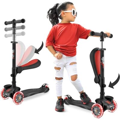 Hurtle Kinderstep, 3-wiel Step, Opvouwbare Scooter met Verstelbare Hoogte, Antislip Platform, LED Verlichte Wielen, Step voor Meisjes/Jongens van 2 tot 12 Jaar, Zwart Hurtle Kinderstep, 3-wiel Step, Opvouwbare Scooter met Verstelbare Hoogte, Antislip Platform, LED Verlichte Wielen, Step voor Meisjes/Jongens van 2 tot 12 Jaar, Zwart