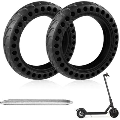 Lectorias Lot de 2 roues massives de 21,6 cm, en caoutchouc pour trottinette électrique, pneus de rechange en caoutchouc noir, double épaisseur pour M365 Lectorias Lot de 2 roues massives de 21,6 cm, en caoutchouc pour trottinette électrique, pneus de rechange en caoutchouc noir, double épaisseur pour M365