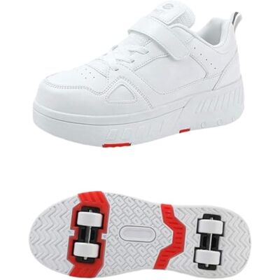 Wttagkl Roller Skate Shoes Chaussures de skateboard avec roulettes réglables pour femme avec roulettes pour fille, course à pied, skateboard, rollers en ligne, Blanc., 34 EU Wttagkl Roller Skate Shoes Chaussures de skateboard avec roulettes réglables pour femme avec roulettes pour fille, course à pied, skateboard, rollers en ligne, Blanc., 34 EU