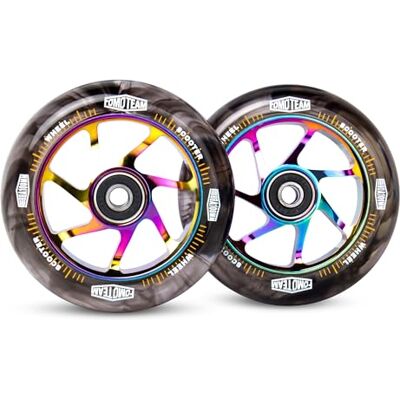 fomo team Pro Stunt Lot de 2 roues de rechange pour trottinette Effet aquarelle Roulements ABEC-9 installés 100 mm 24 mm Noirs Noirs fomo team Pro Stunt Lot de 2 roues de rechange pour trottinette Effet aquarelle Roulements ABEC-9 installés 100 mm 24 mm Noirs Noirs