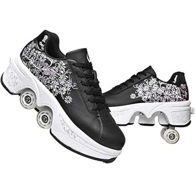 JinFugron Chaussures de roller, chaussures à roulettes, pour filles et hommes, chaussures de skateboard, confortables et respirantes, patins à roulettes réglables avec roues cachées JinFugron Chaussures de roller, chaussures à roulettes, pour filles et hommes, chaussures de skateboard, confortables et respirantes, patins à roulettes réglables avec roues cachées