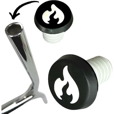 F26 Chilli PRO Scooters Barends Plugs Trottinette Stunt Bar Aluminium Bar Extrémités Bouchon (1 paire) Noir/Flame Logo Blanc F26 Chilli PRO Scooters Barends Plugs Trottinette Stunt Bar Aluminium Bar Extrémités Bouchon (1 paire) Noir/Flame Logo Blanc