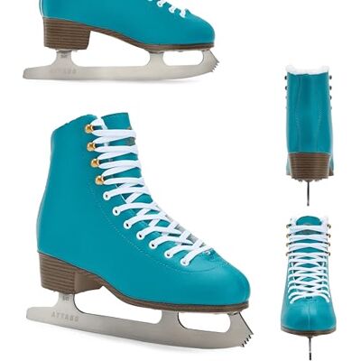ATTABO ISLA Patins à glace artistiques pour enfants Dessus en plastique PVC Support de cheville renforcé Patins en acier inoxydable Design classique pour les jeunes patineurs (32) ATTABO ISLA Patins à glace artistiques pour enfants Dessus en plastique PVC Support de cheville renforcé Patins en acier inoxydable Design classique pour les jeunes patineurs (32)