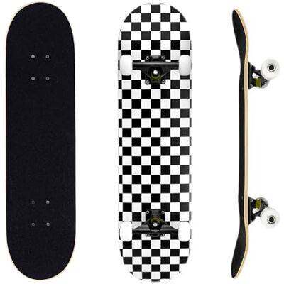 ERNAN Skateboard complet pour débutants, 78,7 x 20,3 cm, double kick pour enfants, adolescents et adultes avec outil en T ERNAN Skateboard complet pour débutants, 78,7 x 20,3 cm, double kick pour enfants, adolescents et adultes avec outil en T