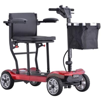 HZWJD Scooter De Mobilité À 4 Roues,Scooter Motorisé Tout-Terrain,Fauteuil Roulant Électrique Pliable Léger,Moteur Puissant De 270 W,avec Double Batterie De 10 Ah,Charge 120 Kg/265 LB Red,10ah HZWJD Scooter De Mobilité À 4 Roues,Scooter Motorisé Tout-Terrain,Fauteuil Roulant Électrique Pliable Léger,Moteur Puissant De 270 W,avec Double Batterie De 10 Ah,Charge 120 Kg/265 LB Red,10ah