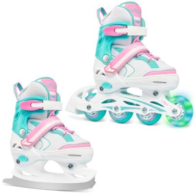 Raven Lia 2en1 Rollers en ligne-Patins à glace réglables avec roue lumineuse LED Raven Lia 2en1 Rollers en ligne-Patins à glace réglables avec roue lumineuse LED