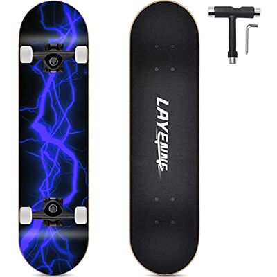 LAYENNE Skateboard complet professionnel de 31 x 8 pouces, planche à skateboard 7 couches, support ABEC-11, convient pour adulte, débutant, adolescent, enfant et enfant rouge LAYENNE Skateboard complet professionnel de 31 x 8 pouces, planche à skateboard 7 couches, support ABEC-11, convient pour adulte, débutant, adolescent, enfant et enfant rouge