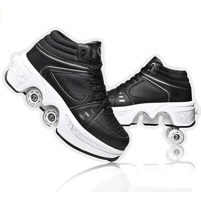 JinFugron Chaussures à roulettes, chaussures à roulettes, pour filles, hommes, chaussures de skateboard, confortables et respirantes, patins à roulettes réglables, baskets cachées avec roulettes JinFugron Chaussures à roulettes, chaussures à roulettes, pour filles, hommes, chaussures de skateboard, confortables et respirantes, patins à roulettes réglables, baskets cachées avec roulettes