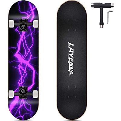 LAYENNE Skateboard complet professionnel de 31 x 8 pouces, planche à skateboard 7 couches, support ABEC-11, convient pour adulte, débutant, adolescent, enfant et enfant rouge LAYENNE Skateboard complet professionnel de 31 x 8 pouces, planche à skateboard 7 couches, support ABEC-11, convient pour adulte, débutant, adolescent, enfant et enfant rouge