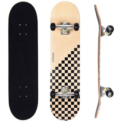 ERNAN Skateboard complet pour débutants, 78,7 x 20,3 cm, double kick pour enfants, adolescents et adultes avec outil en T ERNAN Skateboard complet pour débutants, 78,7 x 20,3 cm, double kick pour enfants, adolescents et adultes avec outil en T