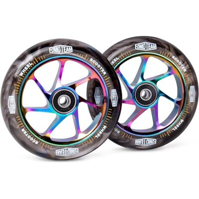 fomo team Pro Stunt Lot de 2 roues de rechange pour trottinette Effet aquarelle Roulements ABEC-9 installés 110 mm 24 mm Noirs Noirs fomo team Pro Stunt Lot de 2 roues de rechange pour trottinette Effet aquarelle Roulements ABEC-9 installés 110 mm 24 mm Noirs Noirs